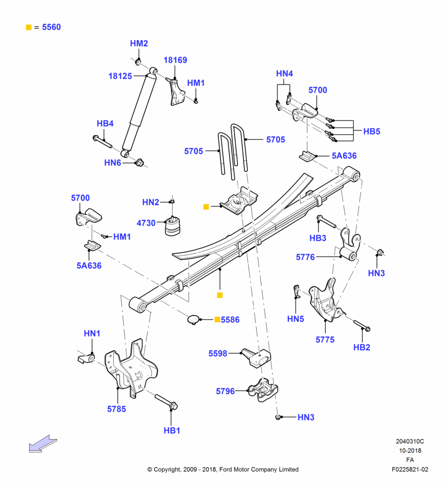 10C - Rear Springs and Shock Absorbers, Wide Frame (Pickup), Ford 350 Series, With Double Rear Wheels; 22/FEB/2010-05/JUL/2016