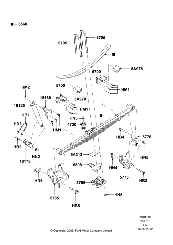 10B - Rear Springs and Shock Absorbers, Narrow Frame (Chassis Cab), Ford 350 Series; 22/FEB/2010-05/JUL/2016