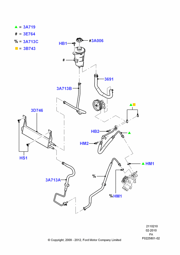 10D - Supply & Return Hoses - Power Strg, 6.7L 4V V8 T/C Diesel, Power 4-Wheel Disc Vacuum Boost; 22/FEB/2010-05/JUL/2016
