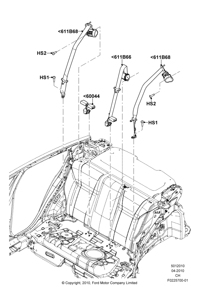 10B - Rear Seat Belts, 5 Door Sedan; 26/APR/2010-27/APR/2013