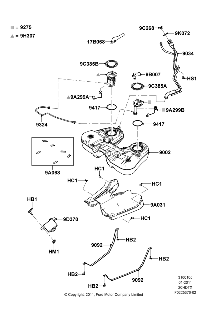 05B - Fuel Tank, 2.0L EcoBoost (240PS); 18/JUL/2011-06/FEB/2012