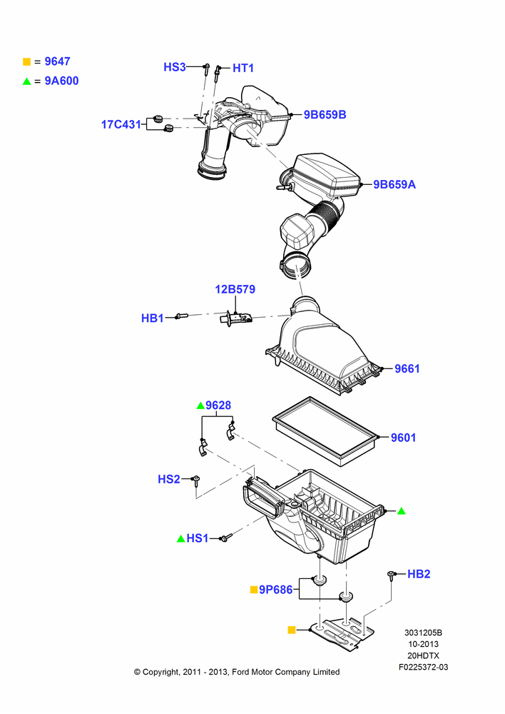 05B - Air Cleaner, 2.0L EcoBoost (240PS); 18/JUL/2011-04/MAY/2015