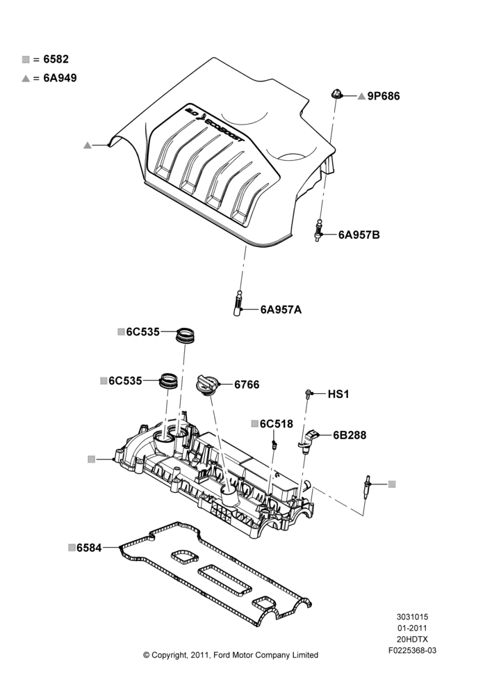 15B - Cylinder Head Cover, 2.0L EcoBoost (240PS); 18/JUL/2011-04/MAY/2015