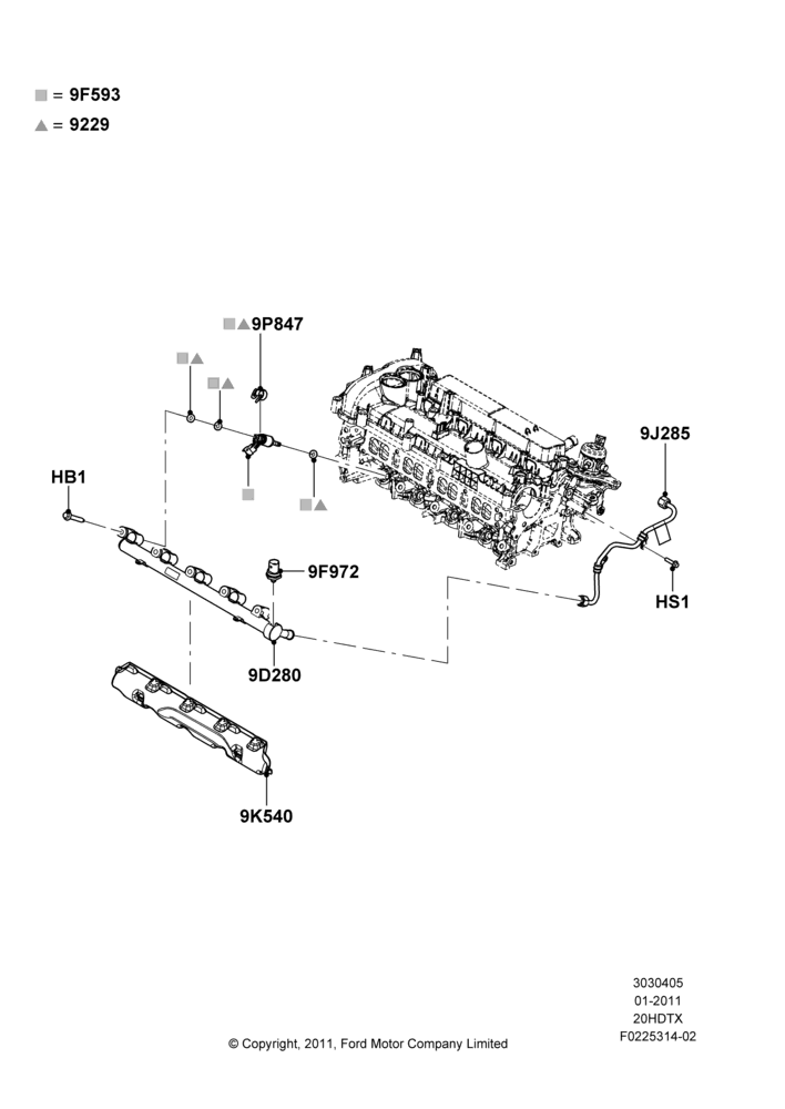05B - Fuel Injectors and Pipes, 2.0L EcoBoost (240PS); 18/JUL/2011-04/MAY/2015