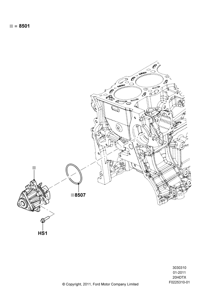10B - Water Pump, 2.0L EcoBoost (240PS); 18/JUL/2011-04/MAY/2015