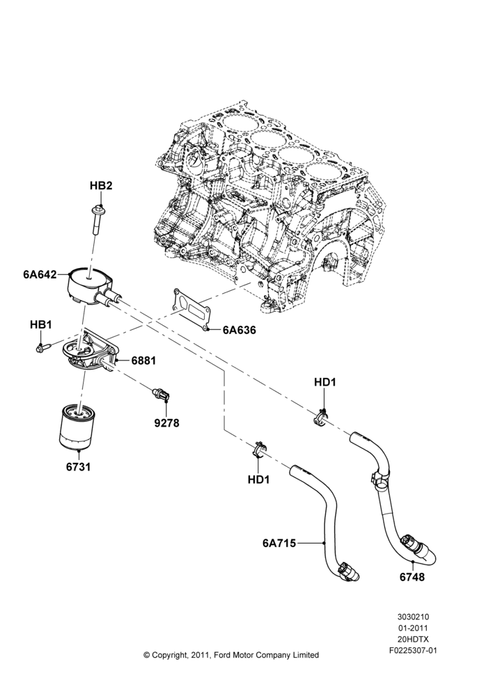 10B - Oil Cooler and Filter, 2.0L EcoBoost (240PS); 18/JUL/2011-04/MAY/2015