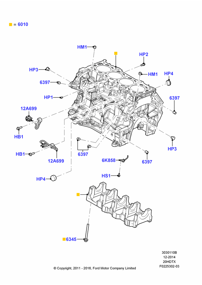 10B - Cylinder Block and Plugs, 2.0L EcoBoost (240PS); 18/JUL/2011-04/MAY/2015