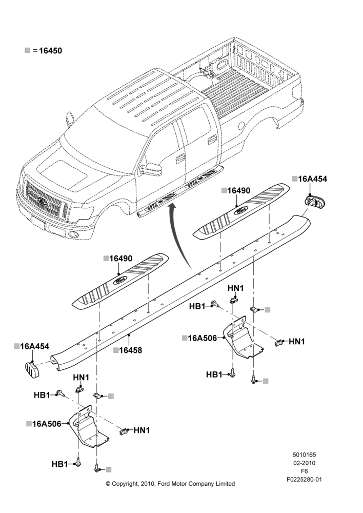 65AB - Running Boards/Side Steps, Crew Cab, Running Board - Eliptical Chrome, Production Molded Boards; 01/FEB/2010-23/DEC/2014