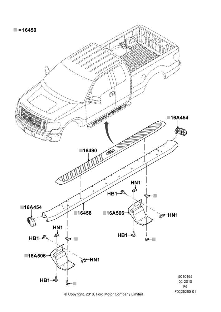 65AA - Running Boards/Side Steps, Running Board - Eliptical Chrome, Super Cab, Production Molded Boards; 01/FEB/2010-23/DEC/2014