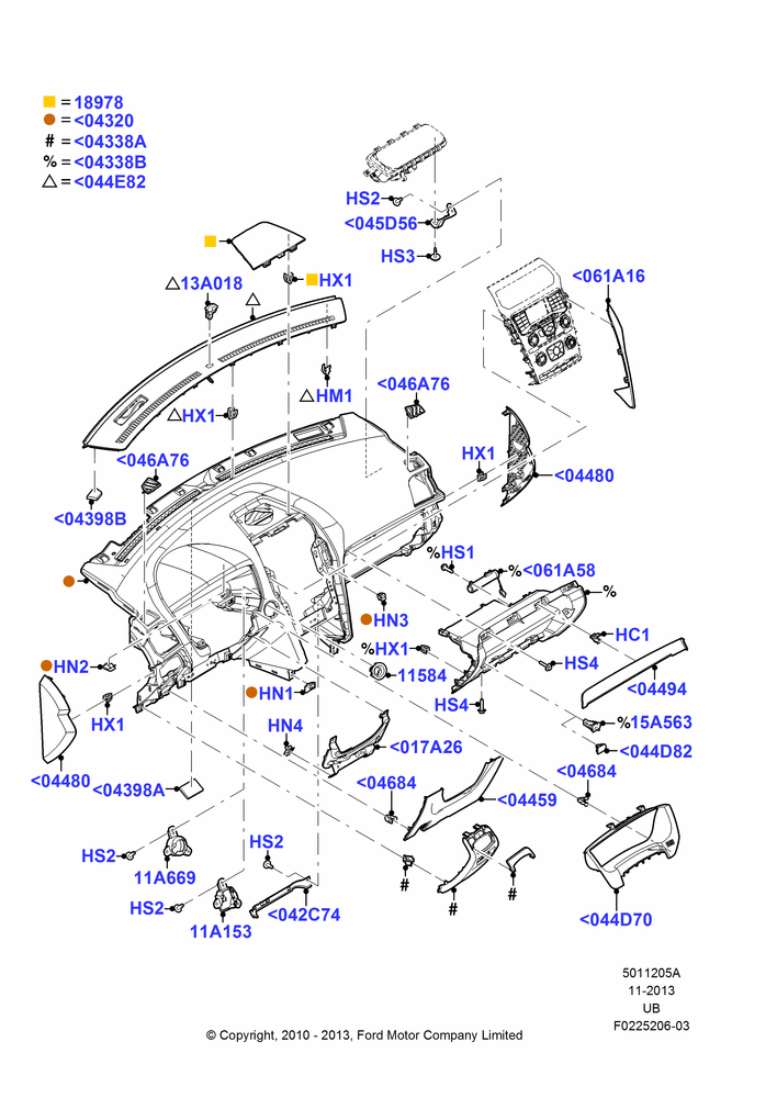 05A - Instrument Panel, Less Police Version, Trim Pieces; 01/NOV/2010-03/MAR/2019