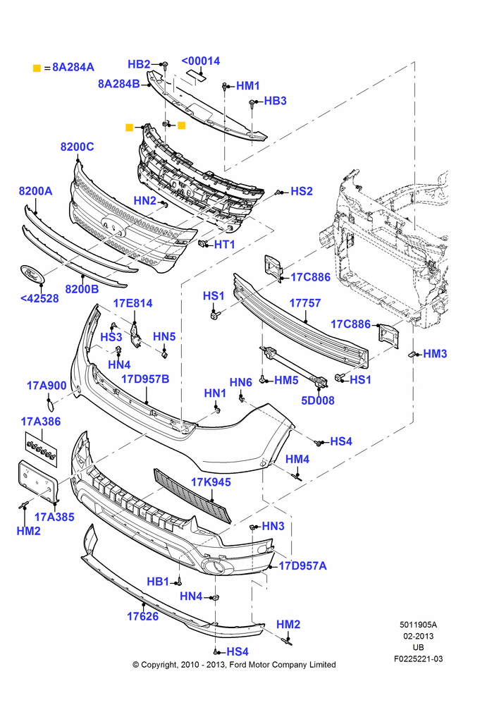 05A - Radiator Grille and Front Bumper; 04/OCT/2010-06/FEB/2012