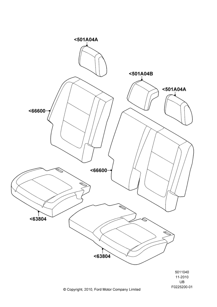 40A - Rear Seat Covers, 2nd Row 60/40 (3 P) Folding Seat; 04/OCT/2010-04/MAY/2015