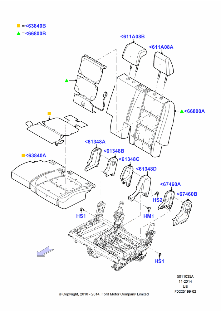 35A - Rear Seat Pads/Valances & Heating, 2nd Row 60/40 (3 P) Folding Seat, 60% Seat; 04/OCT/2010-04/MAY/2015