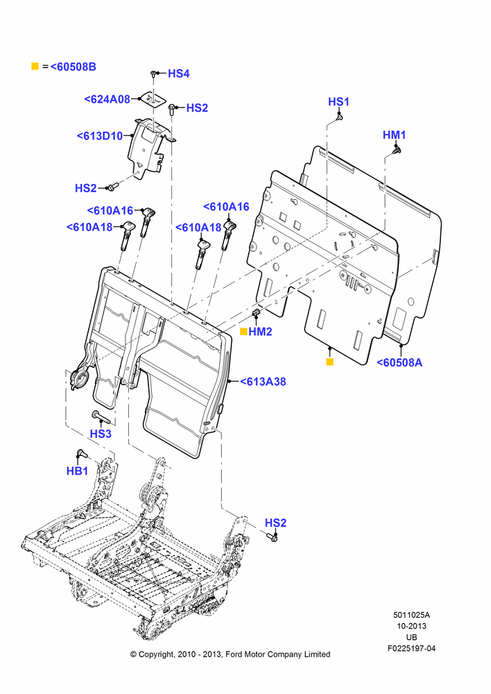 25A - Rear Seat Back, 2nd Row 60/40 (3 P) Folding Seat, 60% Seat; 04/OCT/2010-04/MAY/2015