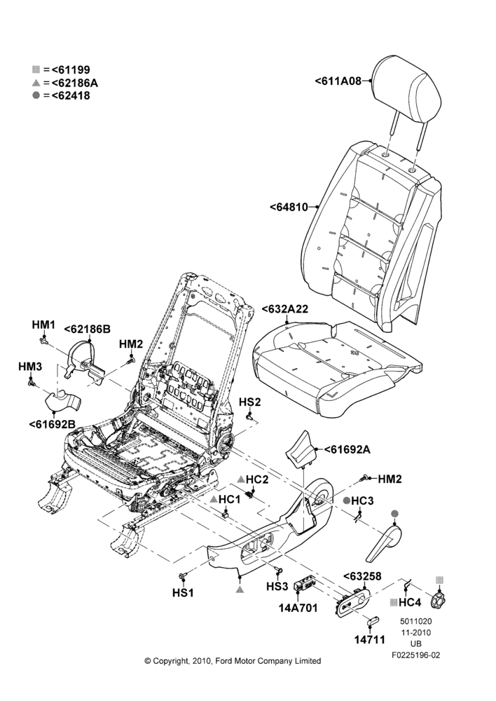 20A - Front Seat Pads/Valances & Heating, With Driver 6 Way Pwr.Seat Adjuster; 04/OCT/2010-06/FEB/2012