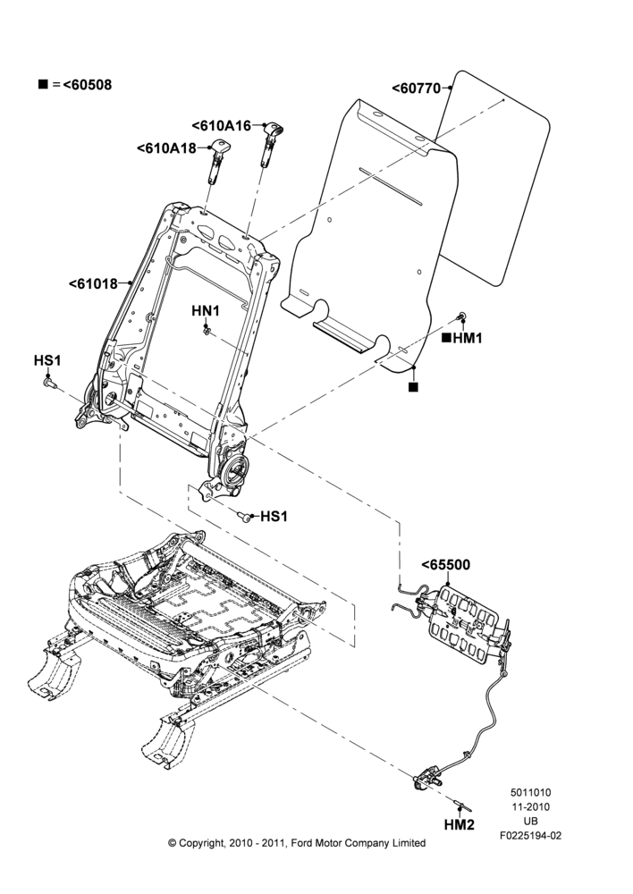 10A - Front Seat Back, With Driver 6 Way Pwr.Seat Adjuster; 04/OCT/2010-04/MAY/2015
