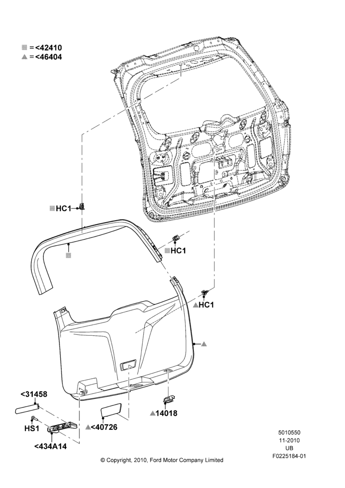 50A - Back Door/Tailgate Trim Panels; 04/OCT/2010-04/MAY/2015