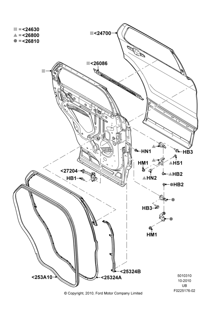 10 - Rear Doors, Hinges & Weatherstrips; 01/NOV/2010-03/MAR/2019