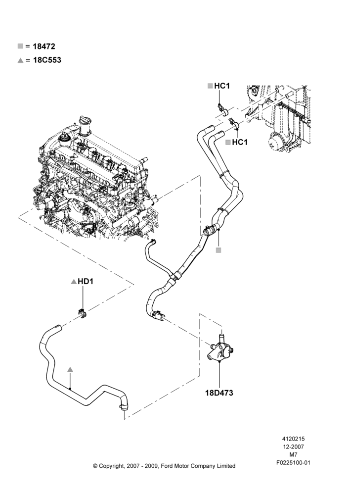 15G - Heater Hoses, 2.3LI4 16v Gas/Electric DOHC Hybrid; 03/DEC/2007-23/JUN/2008