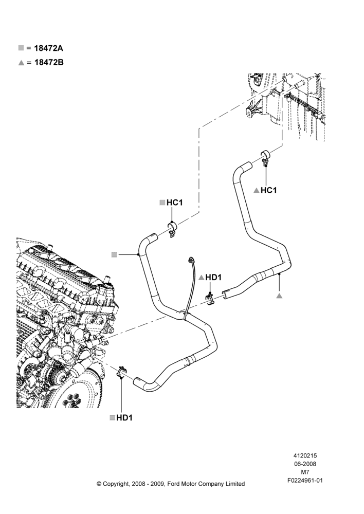 15F - Heater Hoses, 3.0L 4V OHC V6 Duratec 230HP; 23/JUN/2008-29/APR/2012