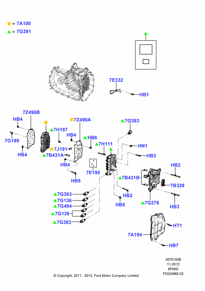 50B - Valve Body And Main Control, 6 Speed Auto Trans 6F Mid-Range; 06/FEB/2012-01/MAR/2019