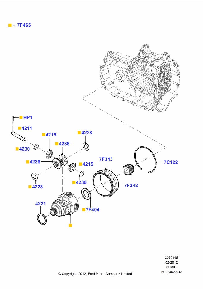 45B - Automatic Transaxle Diff.Component, 6 Speed Auto Trans 6F Mid-Range; 06/FEB/2012-01/MAR/2019