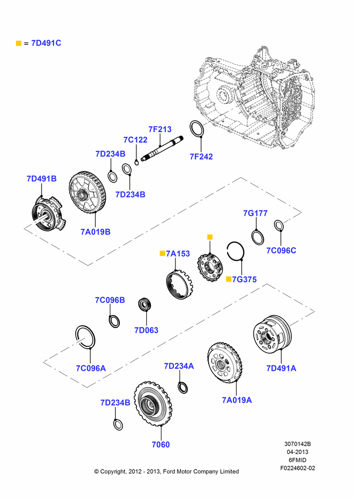 42B - Planetary Gear Sets, 6 Speed Auto Trans 6F Mid-Range; 06/FEB/2012-01/MAR/2019