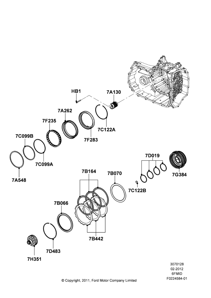 28B - Direct Clutch and Components, 6 Speed Auto Trans 6F Mid-Range; 06/FEB/2012-01/MAR/2019