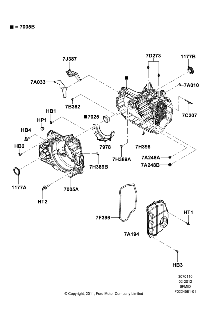 10B - Transmission External Components, 6 Speed Auto Trans 6F Mid-Range; 06/FEB/2012-01/MAR/2019