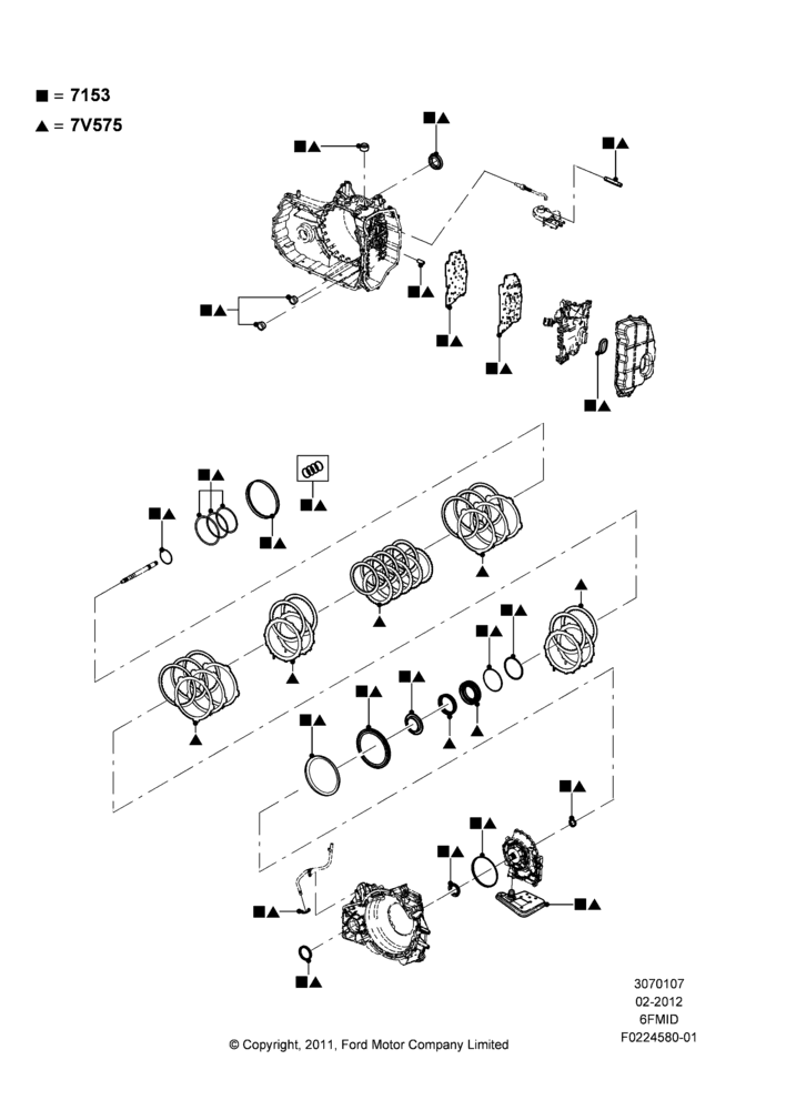 07B - Automatic Transmission Gasket Kits, 6 Speed Auto Trans 6F Mid-Range; 06/FEB/2012-01/MAR/2019