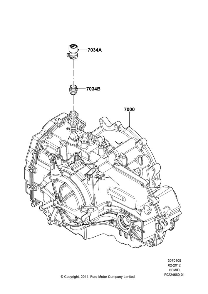 05B - Transmission & Speedometer Drive, 6 Speed Auto Trans 6F Mid-Range; 06/FEB/2012-28/FEB/2019