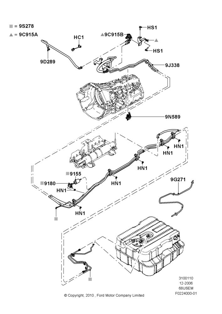 10L - Fuel Lines, 6.8L Gas EFI V10, With Aft-Of-Axle Fuel Tank; 18/DEC/2006-12/FEB/2010