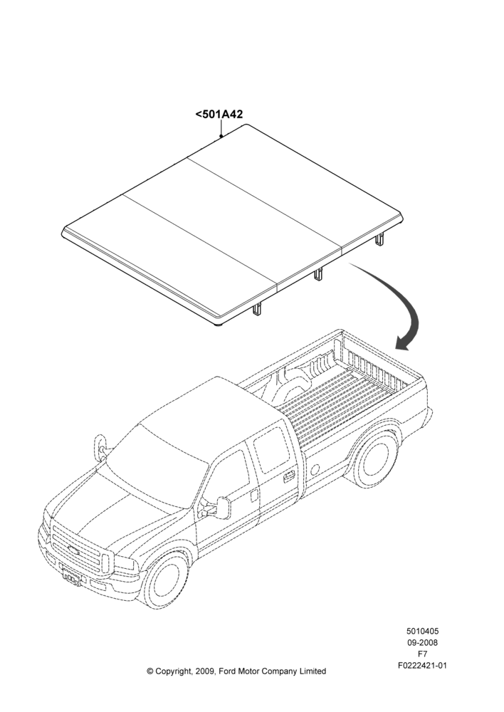 05XH - Pick Up Box/Tailgate and Tonneau, Folding Hard Tonneau Cover, Accessory; 16/SEP/2008-12/FEB/2010