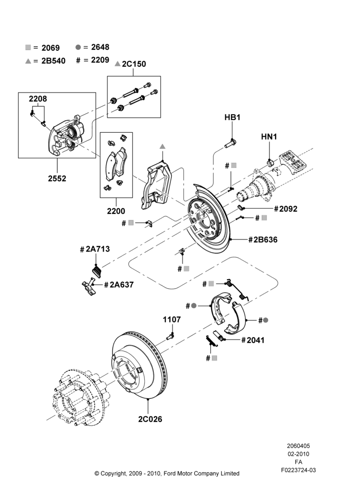 Rear Brake Discs and Calipers, Ford 250 Series, Ford 350 Series, With Double Rear Wheels