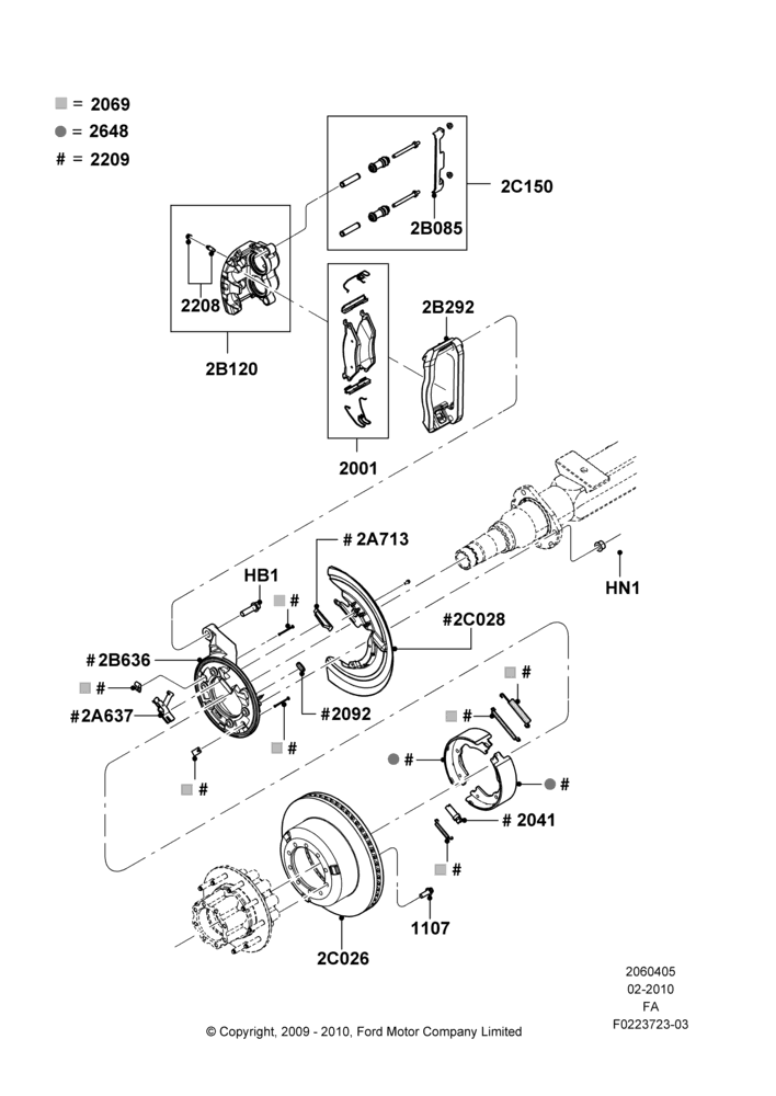 Rear Brake Discs and Calipers, Ford 550 Series, Narrow Frame (Chassis Cab), Ford 450 Series