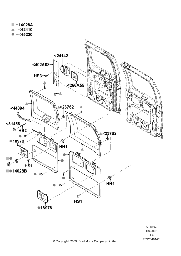 50D - Back Door/Tailgate Trim Panels, Chateau, Side/Rear Door Trim Panel-Level 2, XL, XLT; 18/AUG/2008