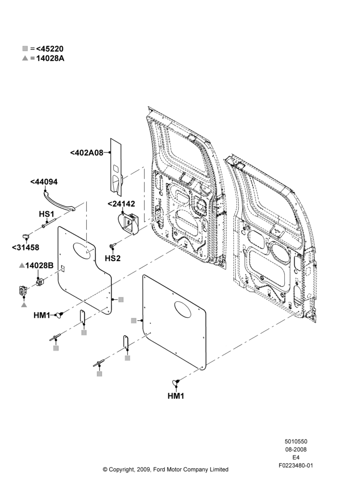 50C - Back Door/Tailgate Trim Panels, Base, RV Prep Version, Side/Rear Door Trim Panel-Level 1, XL; 18/AUG/2008