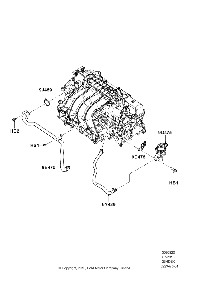 Exhaust Gas Recirculation, 2.3L 4V NA I4 Petrol