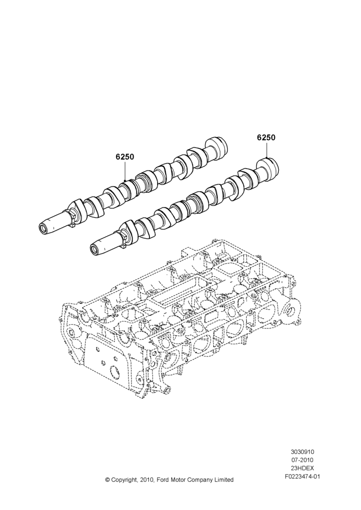 Camshaft, 2.3L 4V NA I4 Petrol