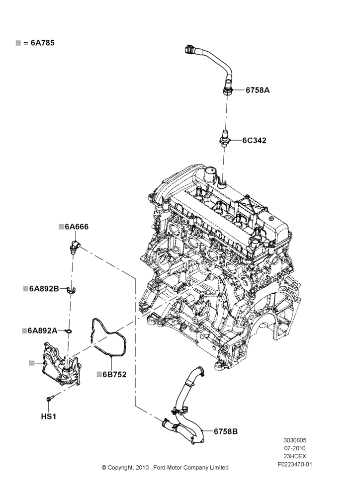 05F - Emission Control - Crankcase, 2.3L 4V NA I4 Petrol; 26/JUL/2010-16/DEC/2011
