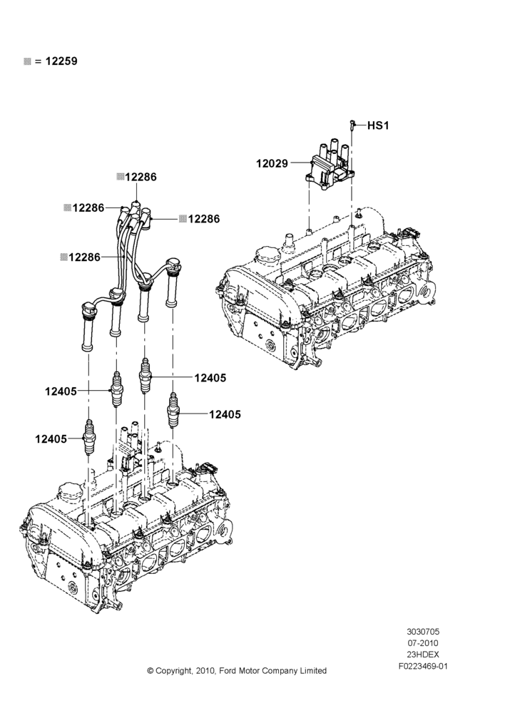 05F - Ignition Coil and Wires/Spark Plugs, 2.3L 4V NA I4 Petrol; 26/JUL/2010-16/DEC/2011