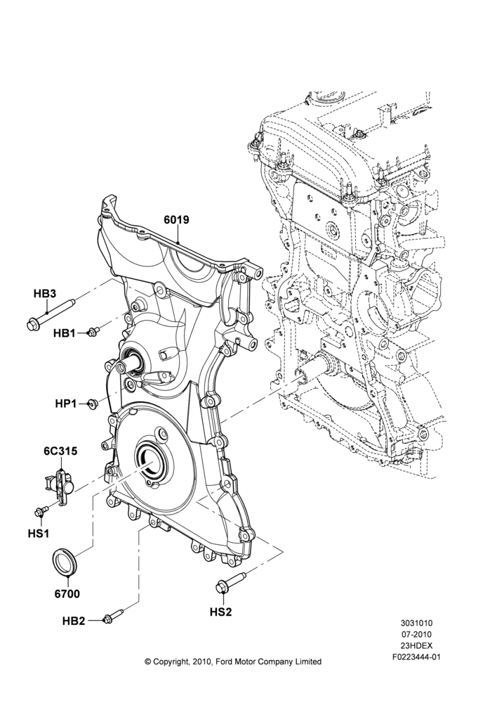 Timing Gear Covers, 2.3L 4V NA I4 Petrol