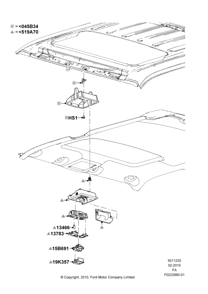 20B - Console - Overhead, Overhead Console With Sunroof; 22/FEB/2010-05/JUL/2016