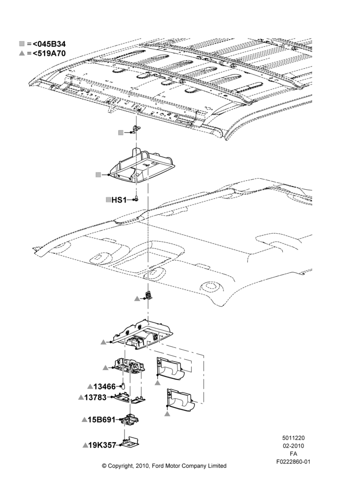 20A - Console - Overhead, With Standard Overhead Console; 22/FEB/2010-05/JUL/2016