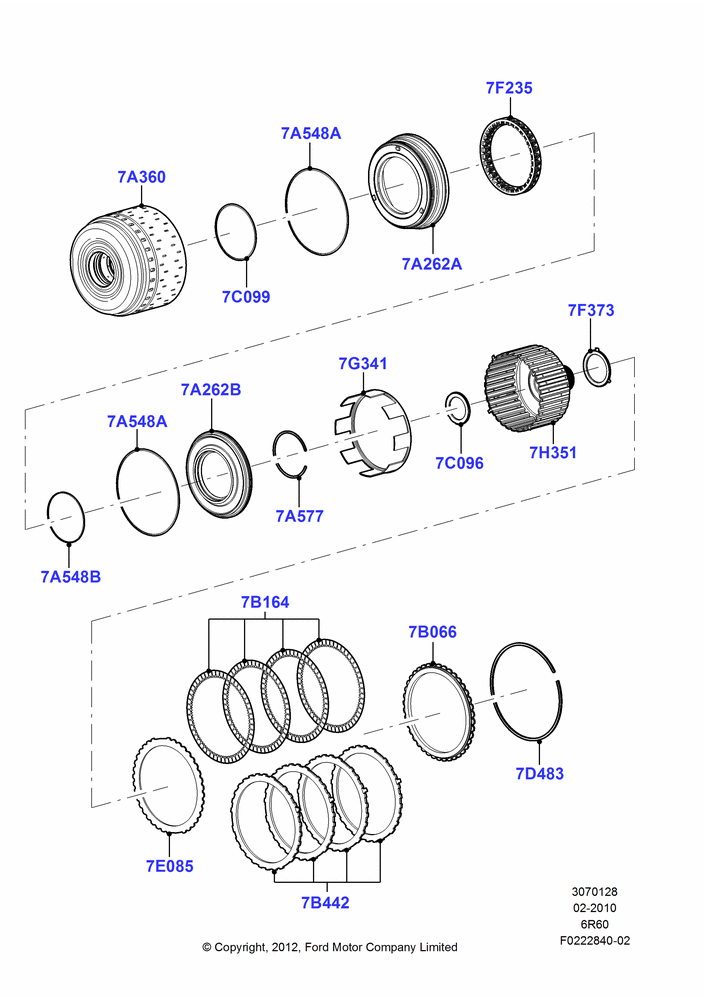 28H - Direct Clutch and Components, 6.2L 16V OHC NA V8 Gas, 6 Speed Auto Transmission (6R140); 22/FEB/2010-05/JUL/2016