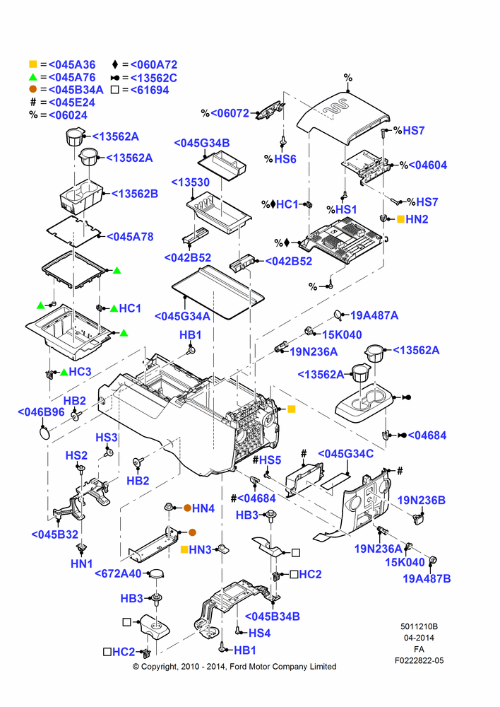 10B - Console - Floor, Flow Thru Console With Armrest; 22/FEB/2010-22/OCT/2012