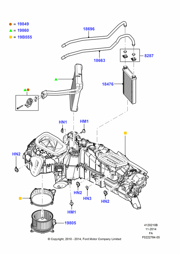 10B - Heater/Air Cond.Internal Components, With Air Conditioning; 22/FEB/2010-05/JUL/2016