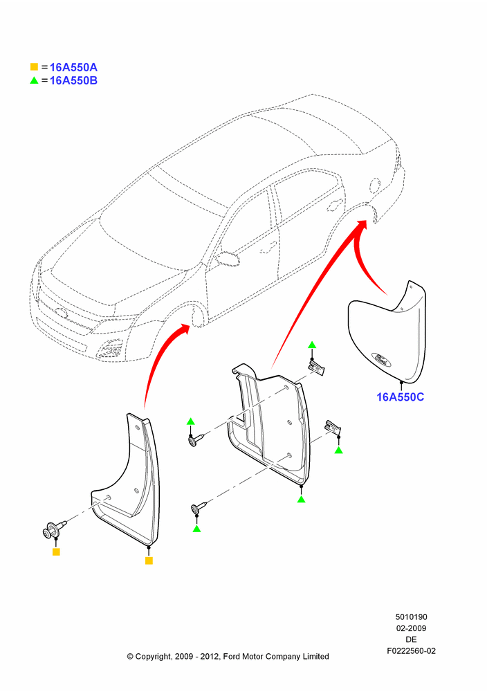 90XA - Mudflaps, Ford Division Derivative, Accessory; 04/FEB/2009-29/JUL/2012