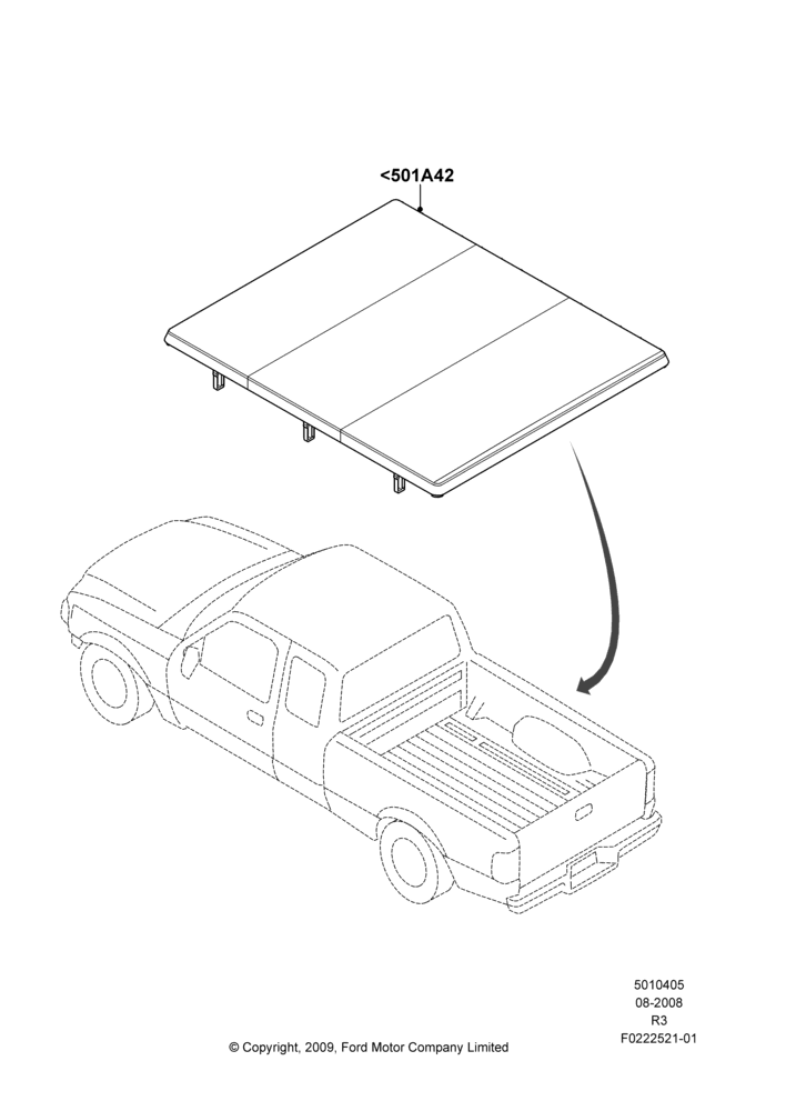 05XD - Pick Up Box/Tailgate and Tonneau, Folding Hard Tonneau Cover, Accessory; 18/AUG/2008-16/DEC/2011