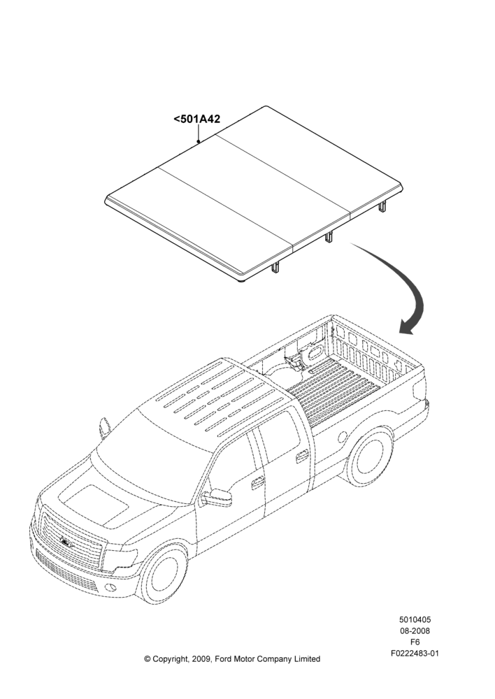 05XN - Pick Up Box/Tailgate and Tonneau, All Styleside Pick-Up Box, Folding Hard Tonneau Cover, Accessory; 18/AUG/2008-23/DEC/2014